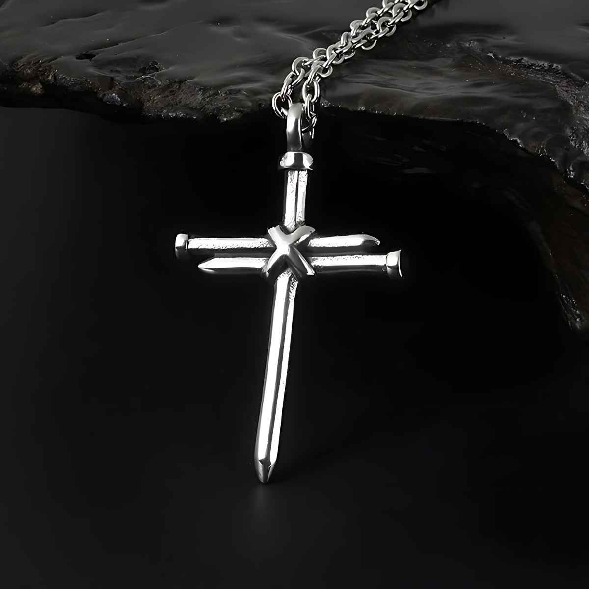 Nail Cross Necklace Stainless Steel Xenos Jewelry