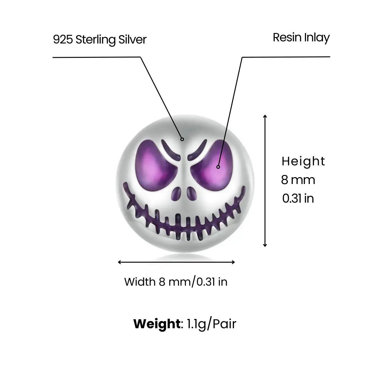 Nightmare Before Christmas Earrings Glow in the Dark Earrings Dimensions and Weight