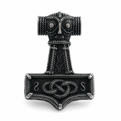 Norse Thor Hammer Pendant Necklace Silver Pendant Only Front View White Background