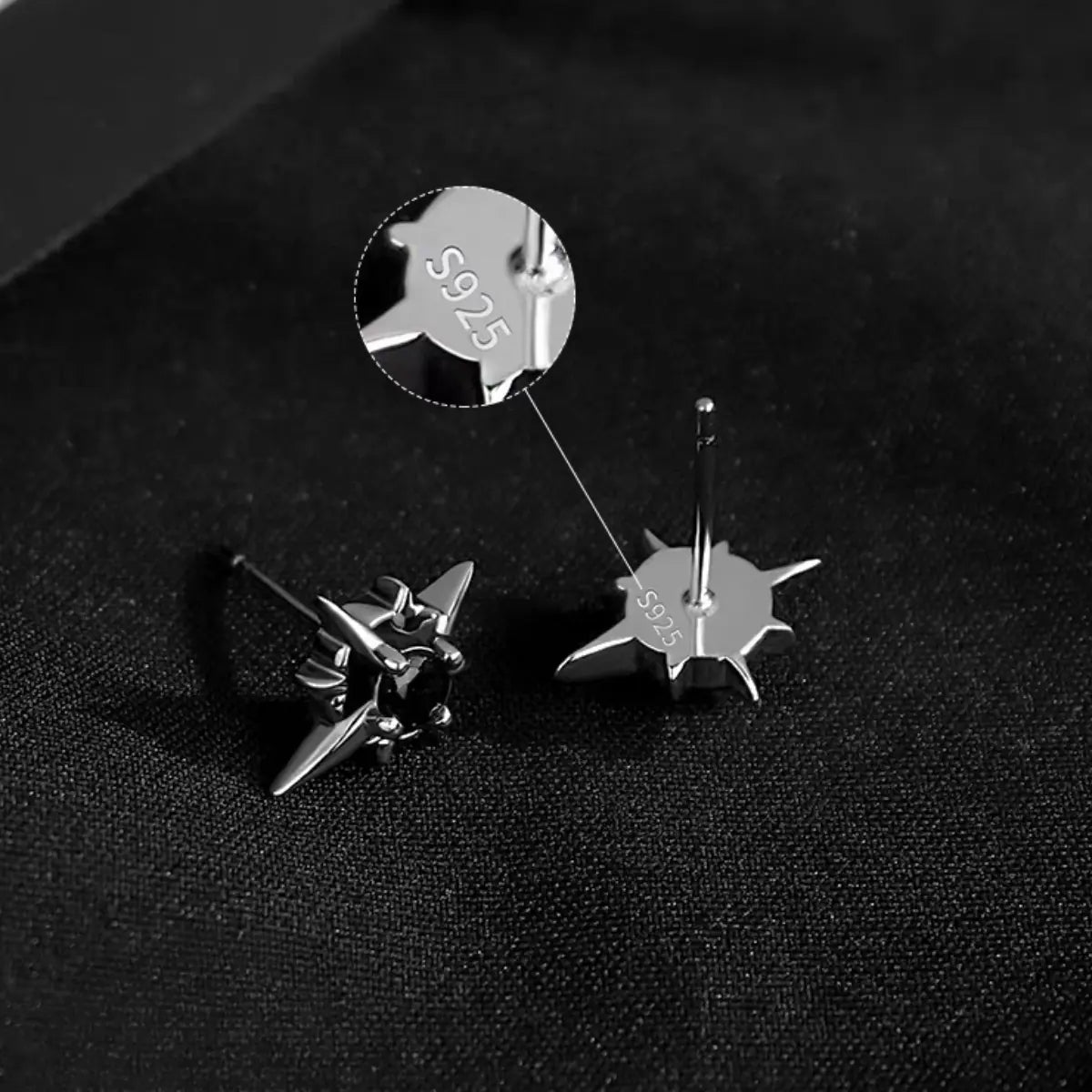 North Star Diamond Stud Earrings Back View