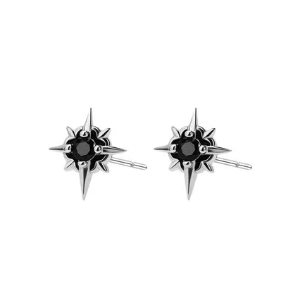 North Star Diamond Stud Earrings Black