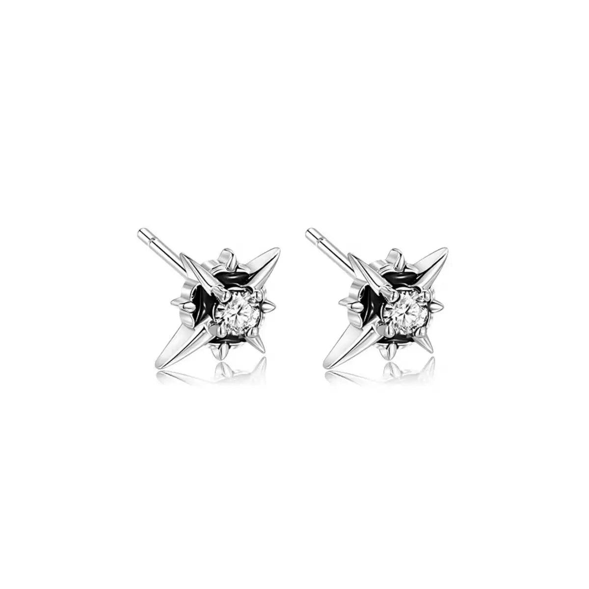 North Star Diamond Stud Earrings White