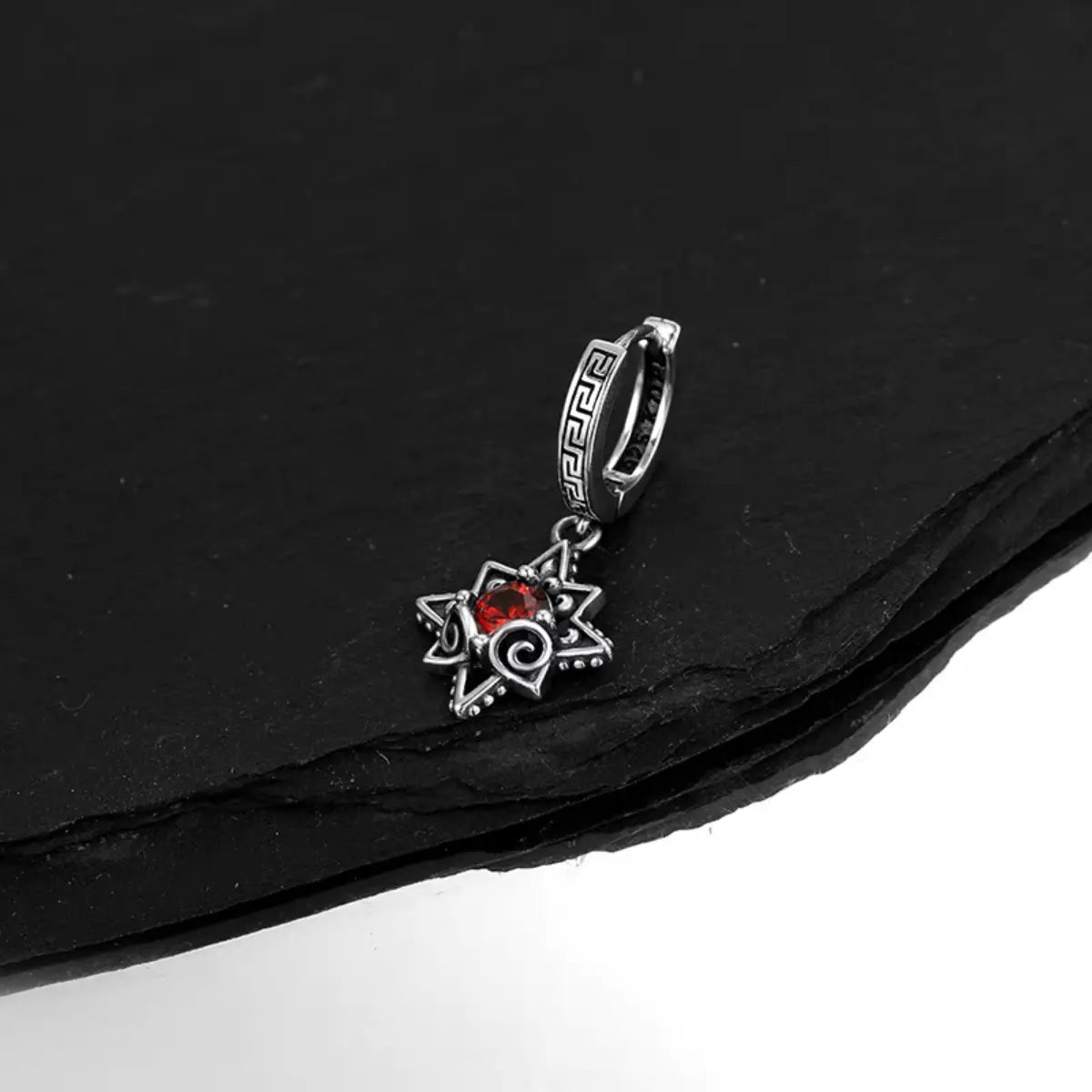 North Star Drop Hoop Earrings Sterling Silver Details