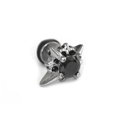 North Star Stud Earrings in Stainless Steel Black Stone