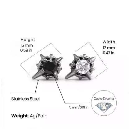 North Star Stud Earrings in Stainless Steel Dimensions and Weight