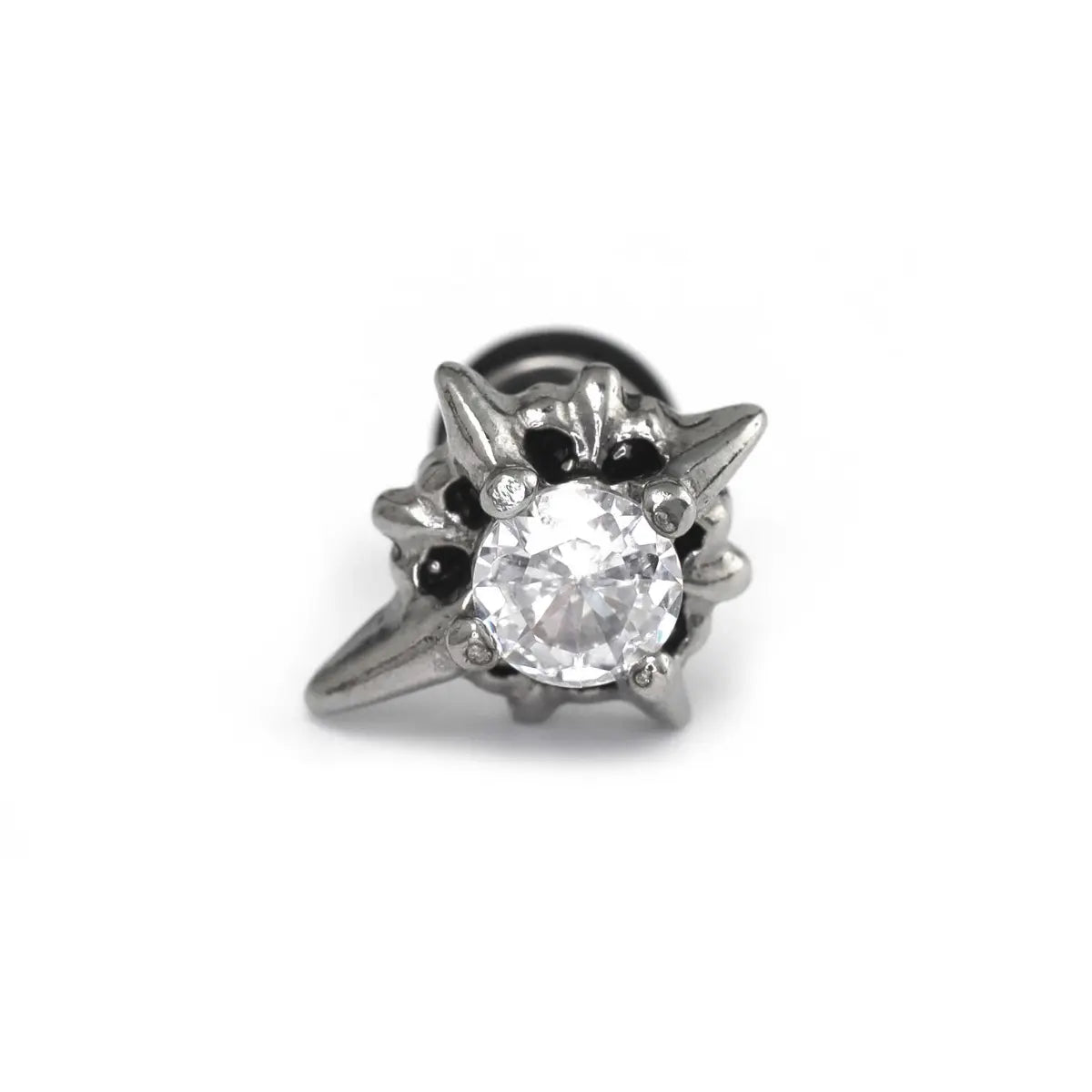 North Star Stud Earrings in Stainless Steel White Stone