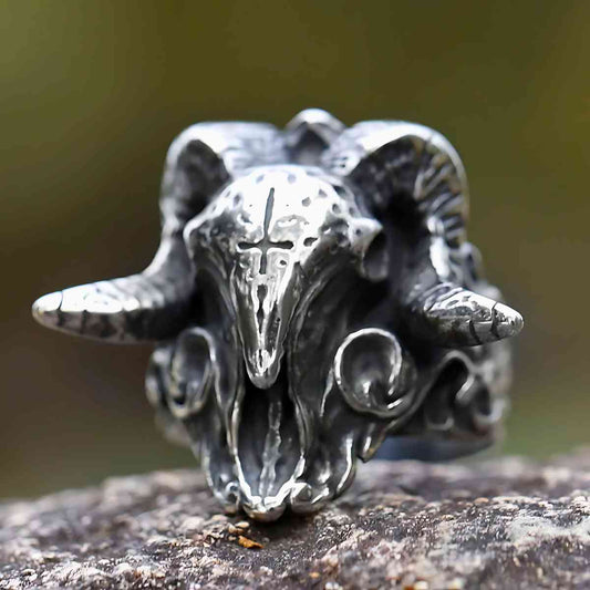 Occult Ram Skull Ring