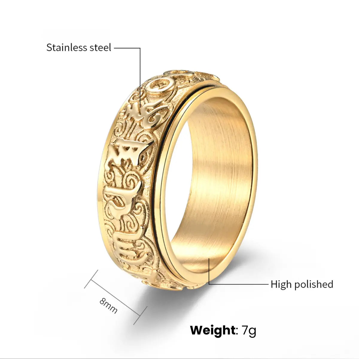 Om Mani Padme Hum Ring Dimensions and Weight