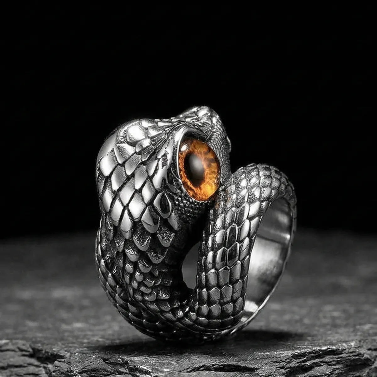 Orange Eye Viper Ring