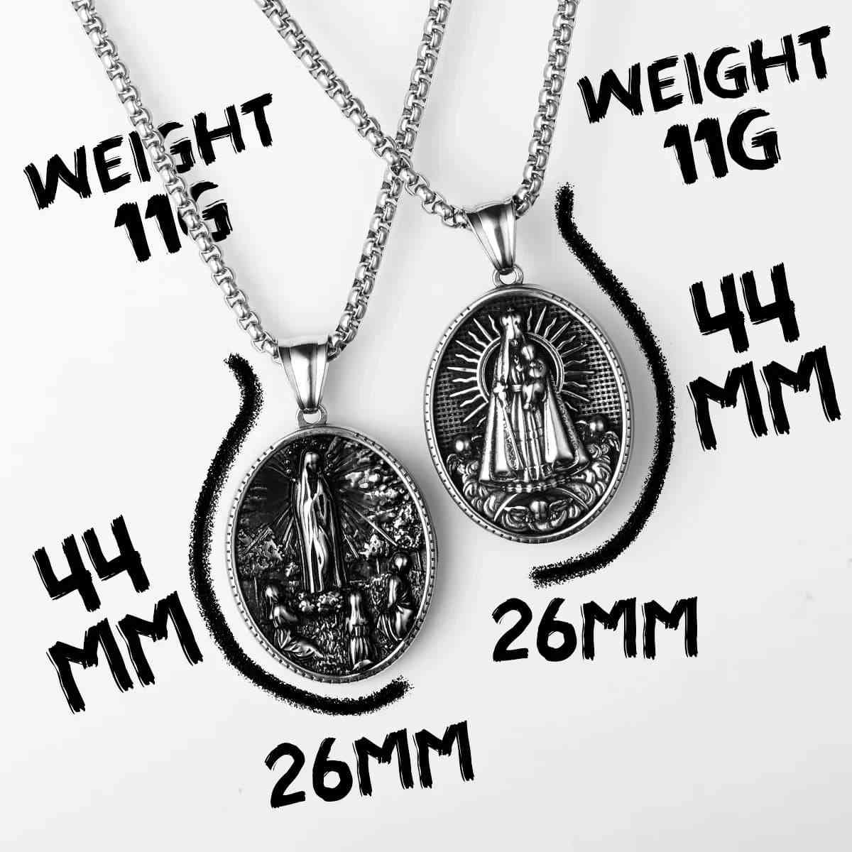 Our Lady of Fatima Medal Dimensions and Weight Xenos Jewelry