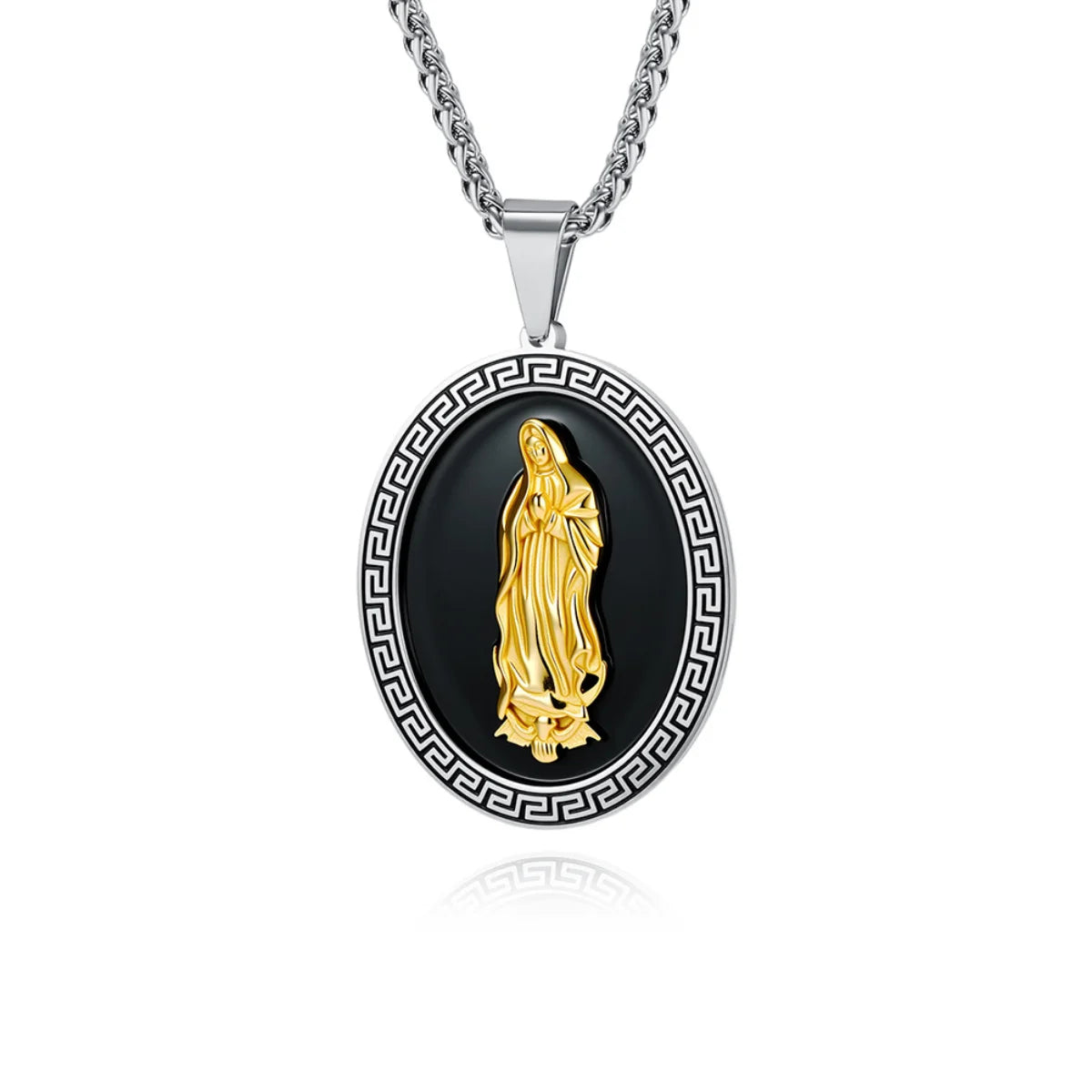 Our Lady of Guadalupe Pendant with Chain Silver