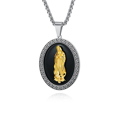 Our Lady of Guadalupe Pendant with Chain Silver