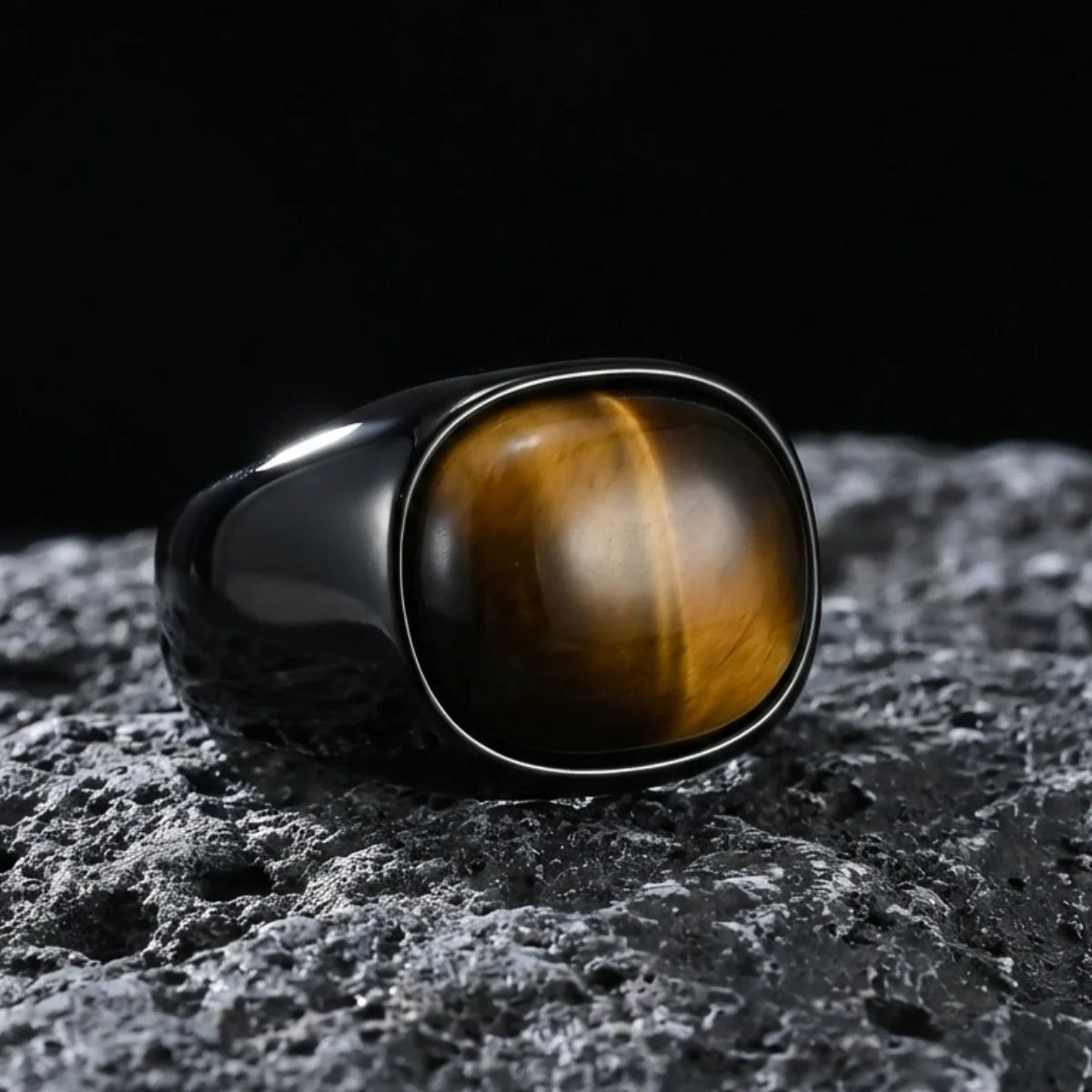 Oval Black Tiger's Eye Ring