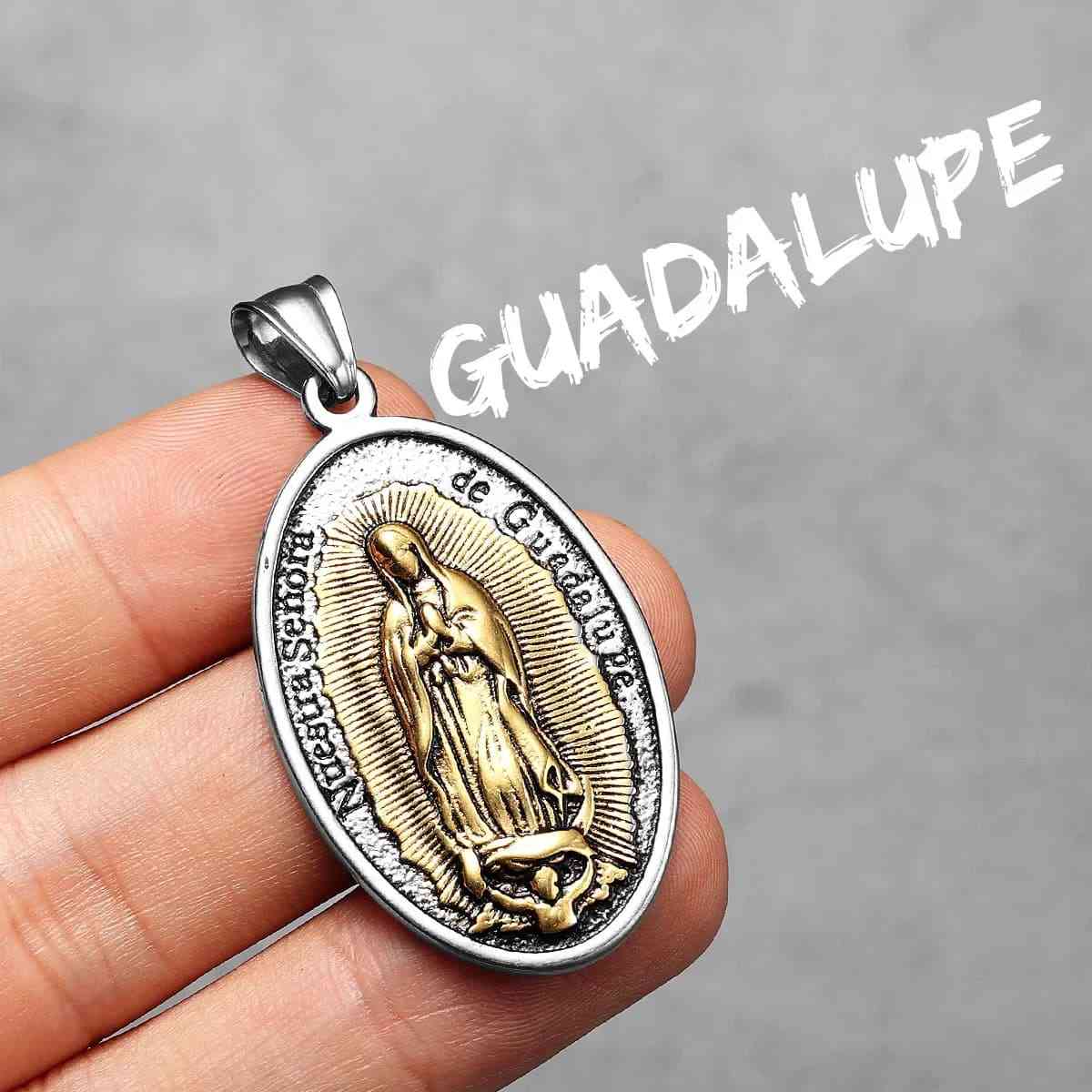 Oval Lady of Guadalupe Necklace Gold Pendant Only Xenos Jewelry