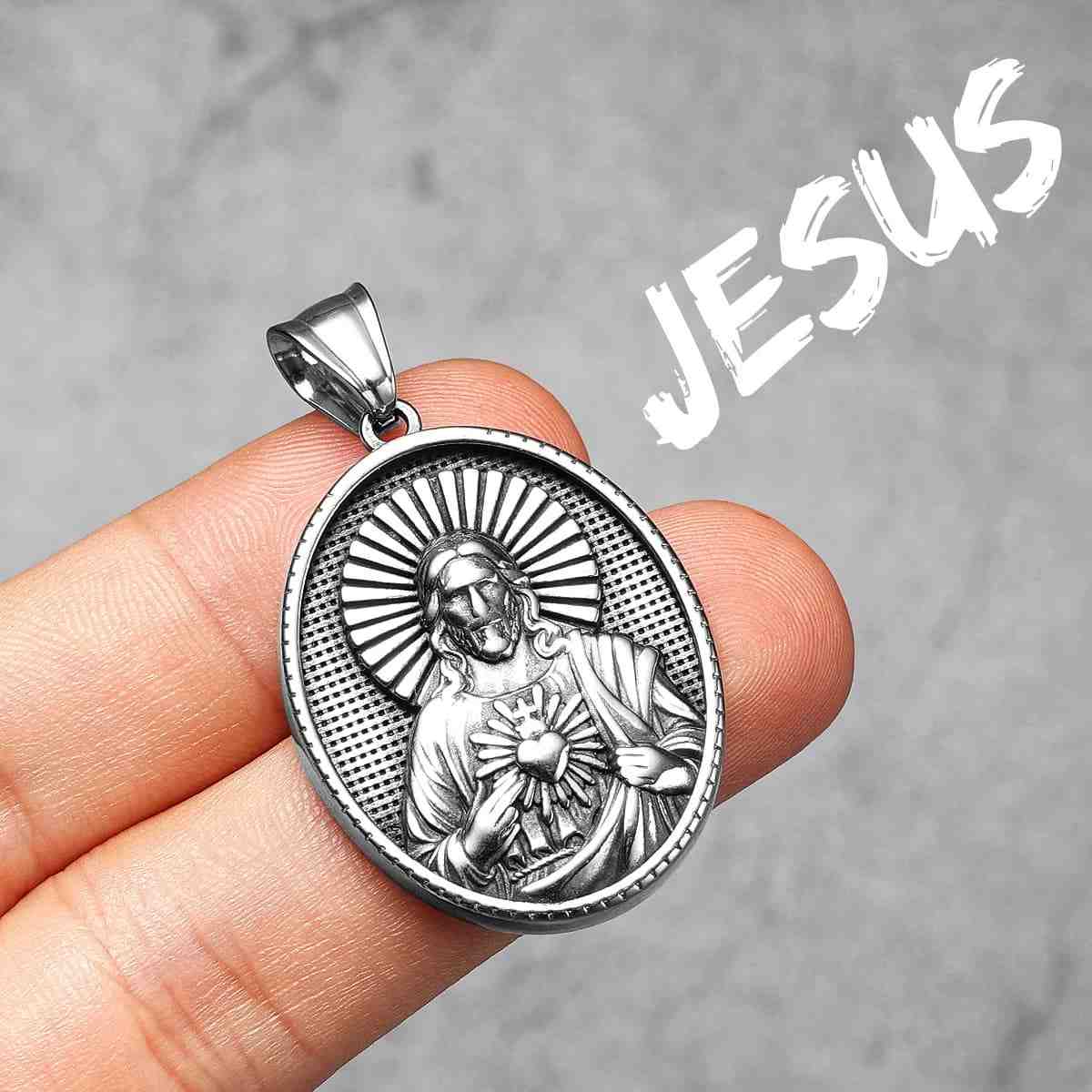 Oval Sacred Heart of Jesus Necklace Pendant Only Xenos Jewelry