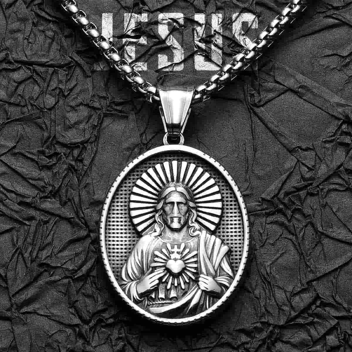 Oval Sacred Heart of Jesus Necklace Xenos Jewelry