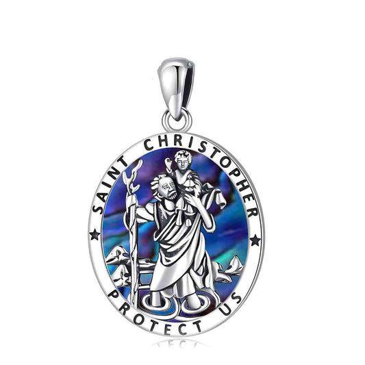 Oval Saint Christopher Necklace Sterling Silver Pendant Only Xenos Jewelry