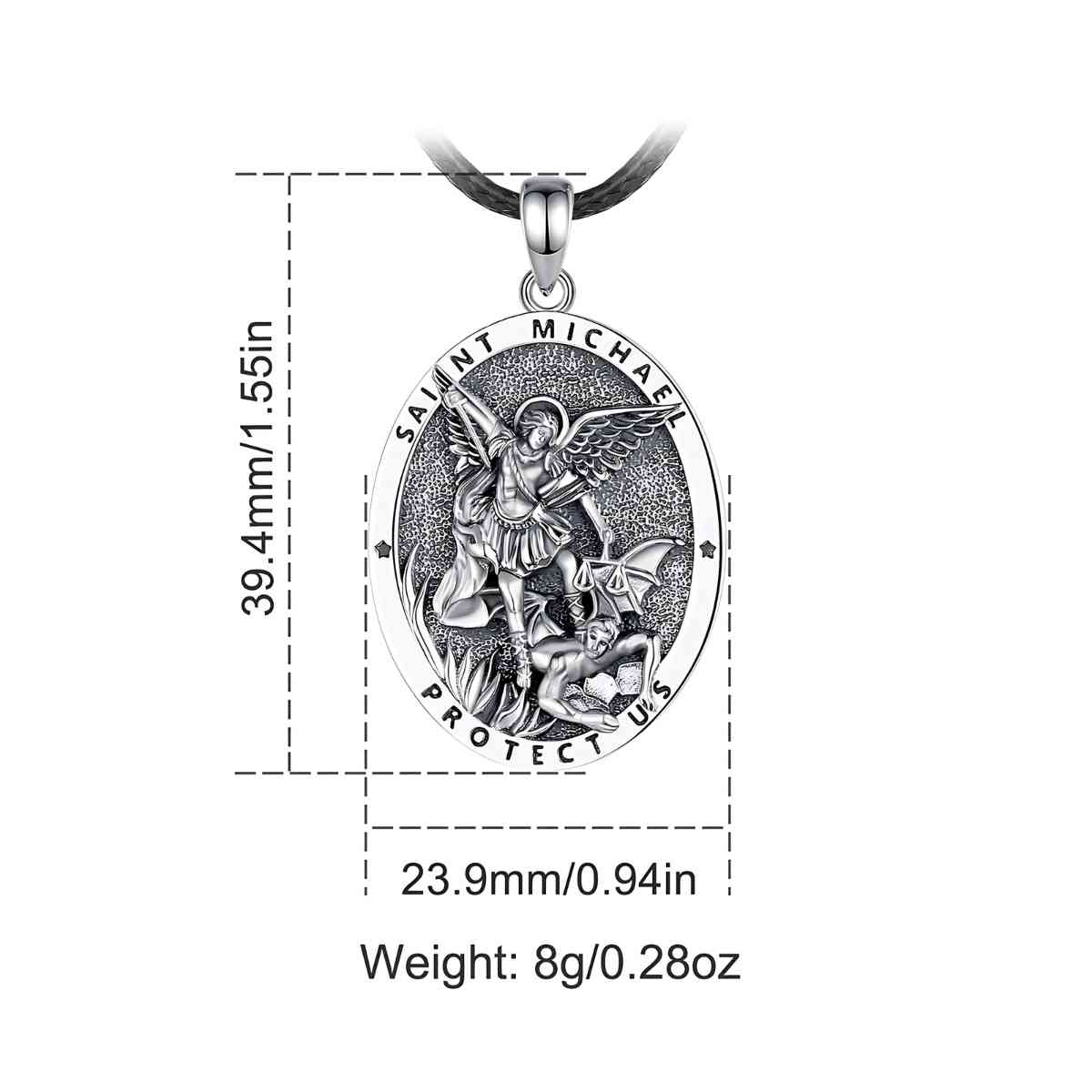 Oval Saint Michael Pendant with Prayer Dimensions and Weight Xenos Jewelry