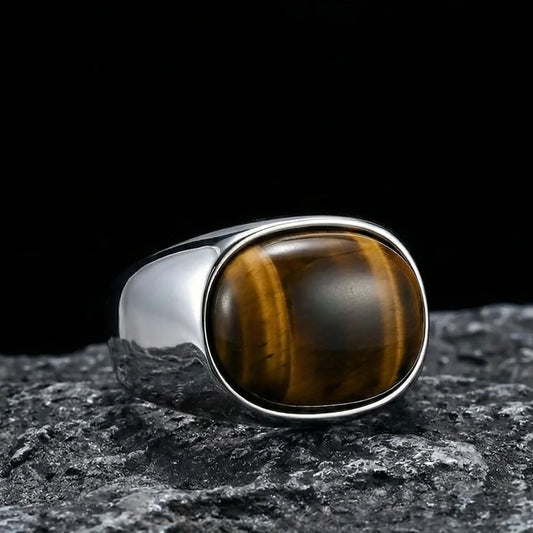 Oval Silver Tiger's Eye Ring