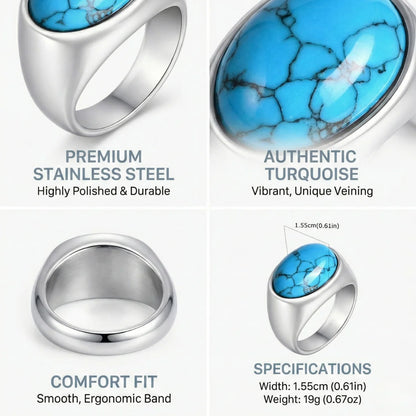 Oval Silver Turquoise Ring Features
