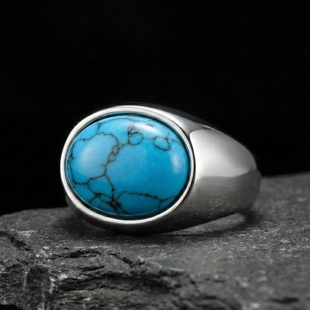 Oval Silver Turquoise Ring