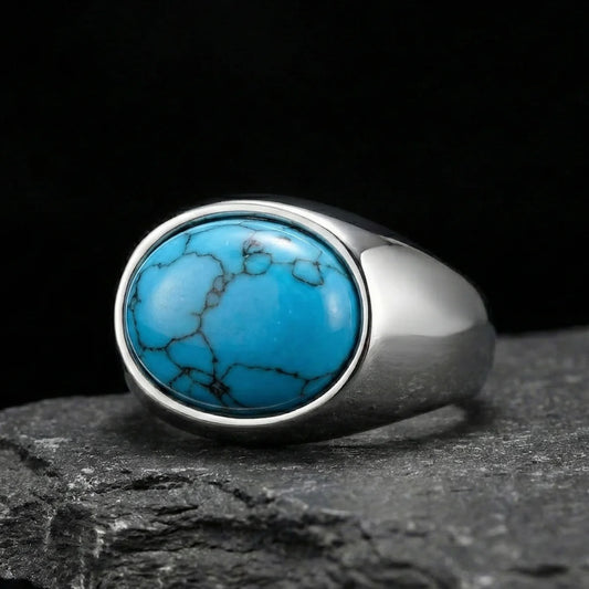 Oval Silver Turquoise Ring
