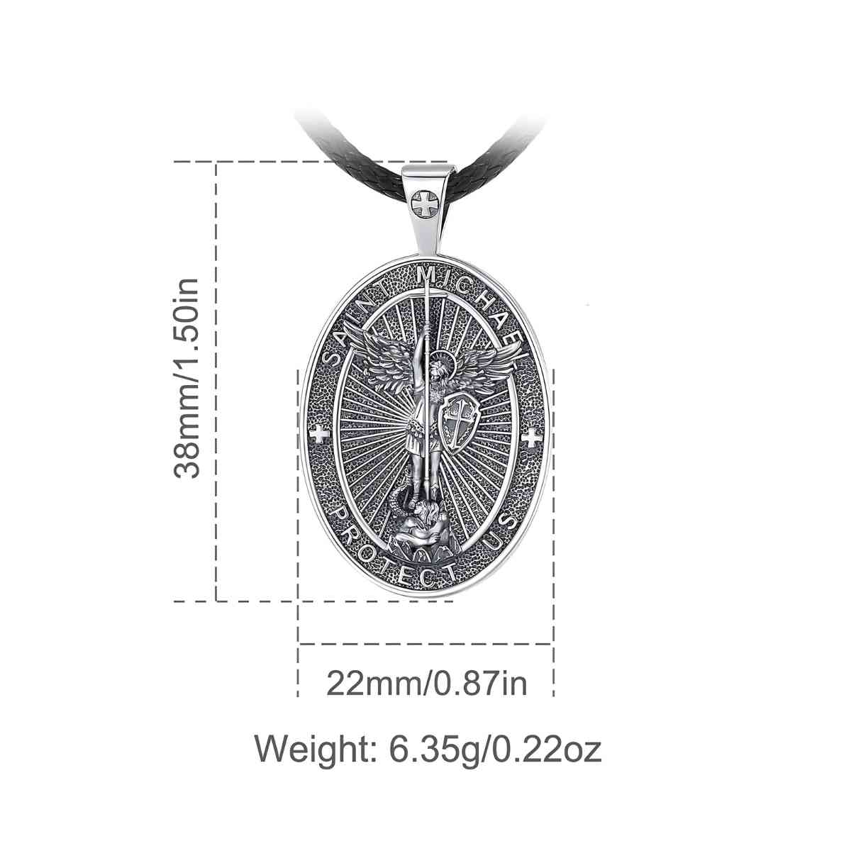 Oval St Michael Archangel Shield Medallion Dimensions and Weight Xenos Jewelry