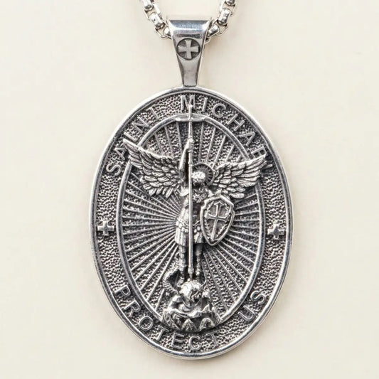 Oval St Michael Archangel Shield Medallion