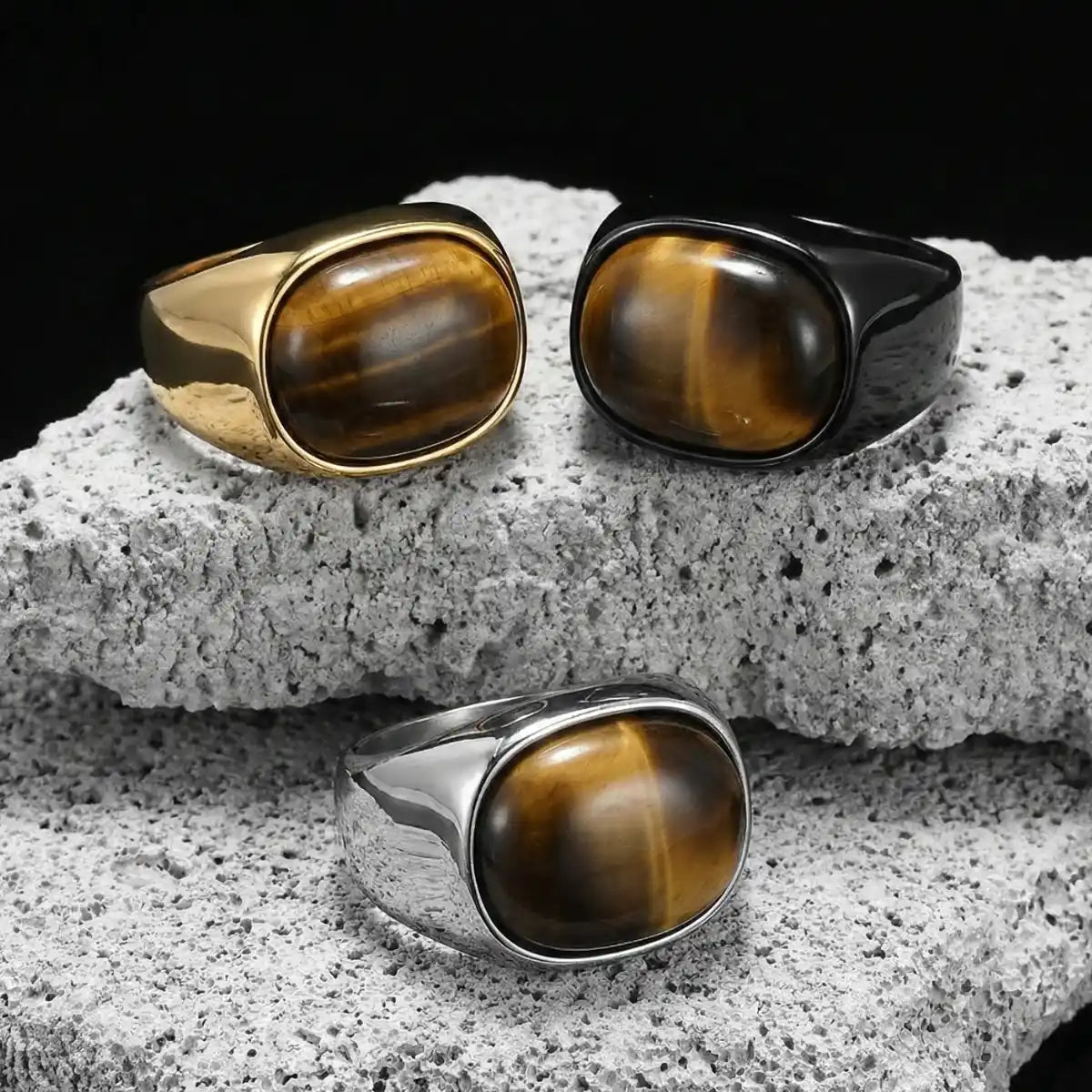 Oval Tiger's Eye Rings Details