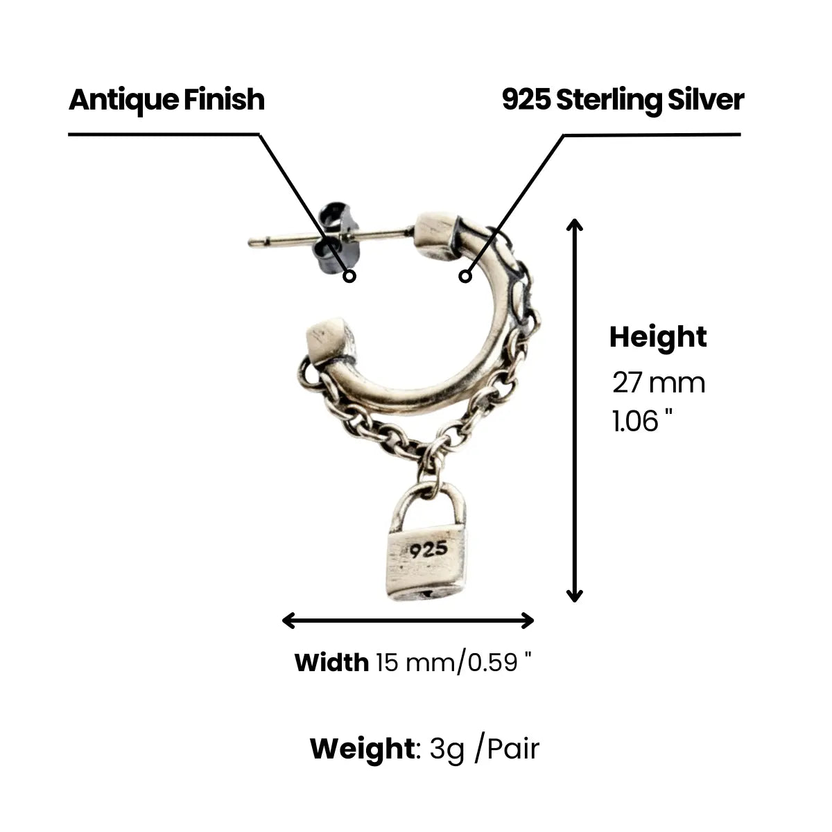 Padlock-Chain-Earrings-Dimensions-and-Weight
