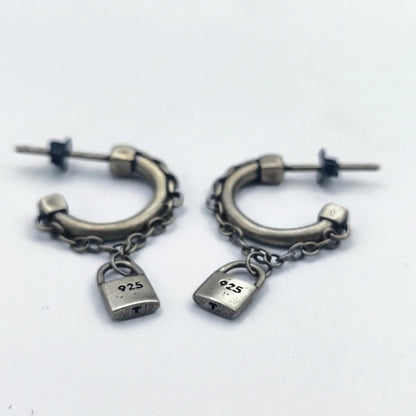 Padlock Chain Earrings Silver Details