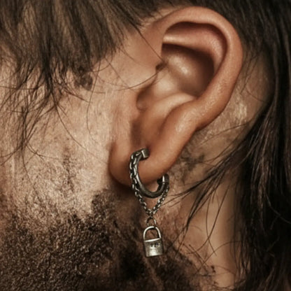 Padlock-Chain-Earrings-Worn-by-Male-Model