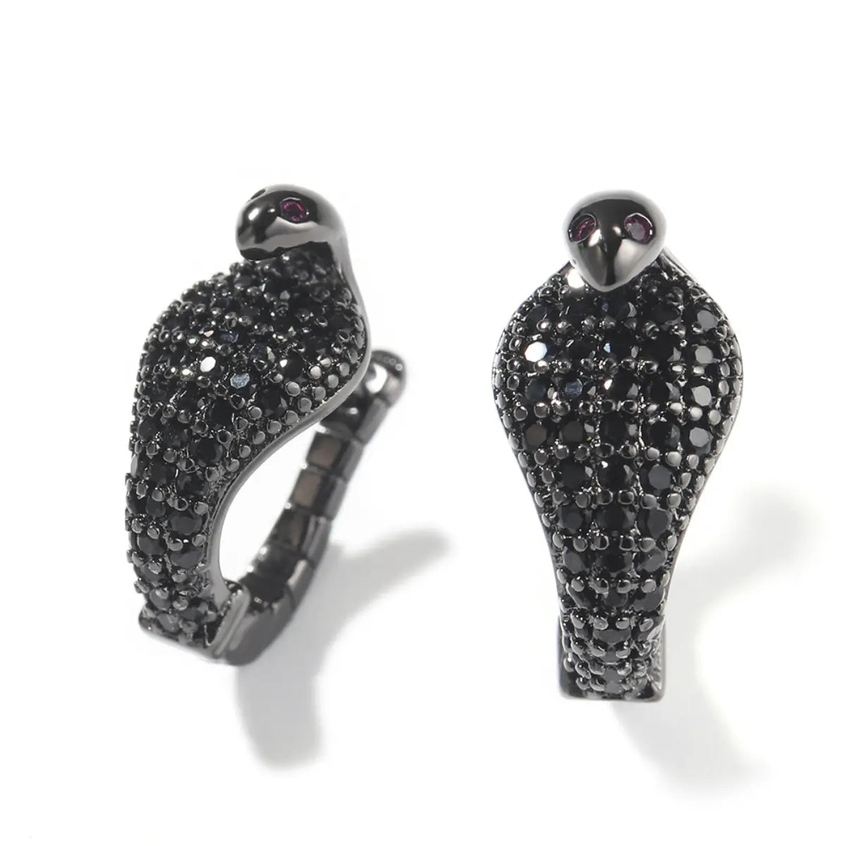Pave diamond cobra earrings black