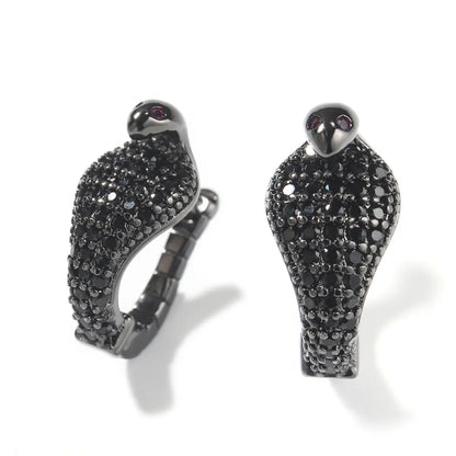 Pave diamond cobra earrings black