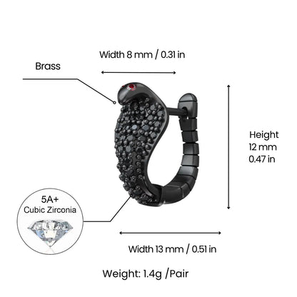 Pave diamond cobra earrings dimensions and weight