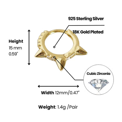 Pave Diamond Mini Spike Hoop Earrings Dimensions and Weight