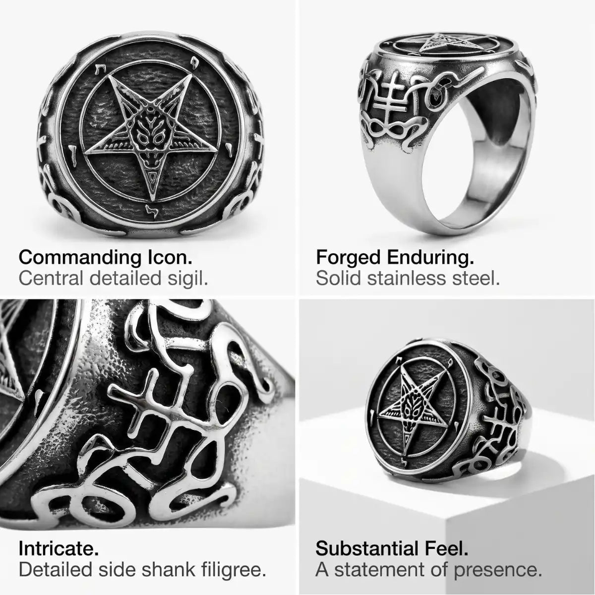 Pentagramm Baphomet Ring