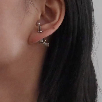 Pistol Stud Earrings Silver Worn By Female Model