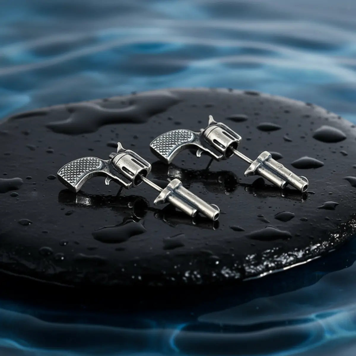 Pistol Stud Earrings Silver