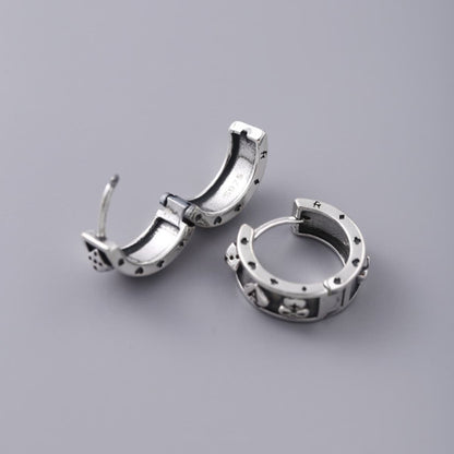 Poker Card Ace of Spades Skull Hoop Earrings Back