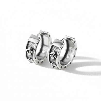 Poker Card Ace of Spades Skull Hoop Earrings Front