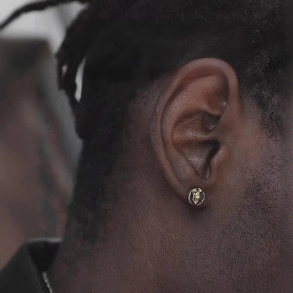 Praying Hands Earrings Gold Worn by Male Model