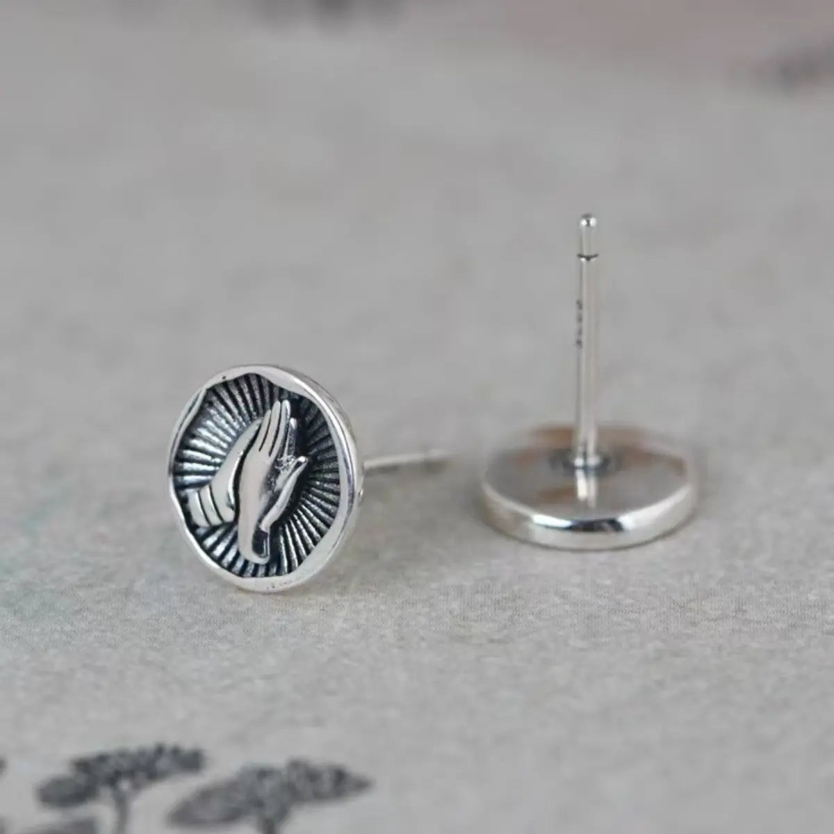 Praying Hands Earrings Silver Details
