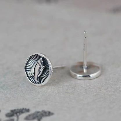 Praying Hands Earrings Silver Details