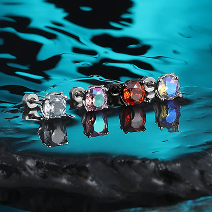 Prong Thorn Round Cut Diamond Stud Earrings All Color Details