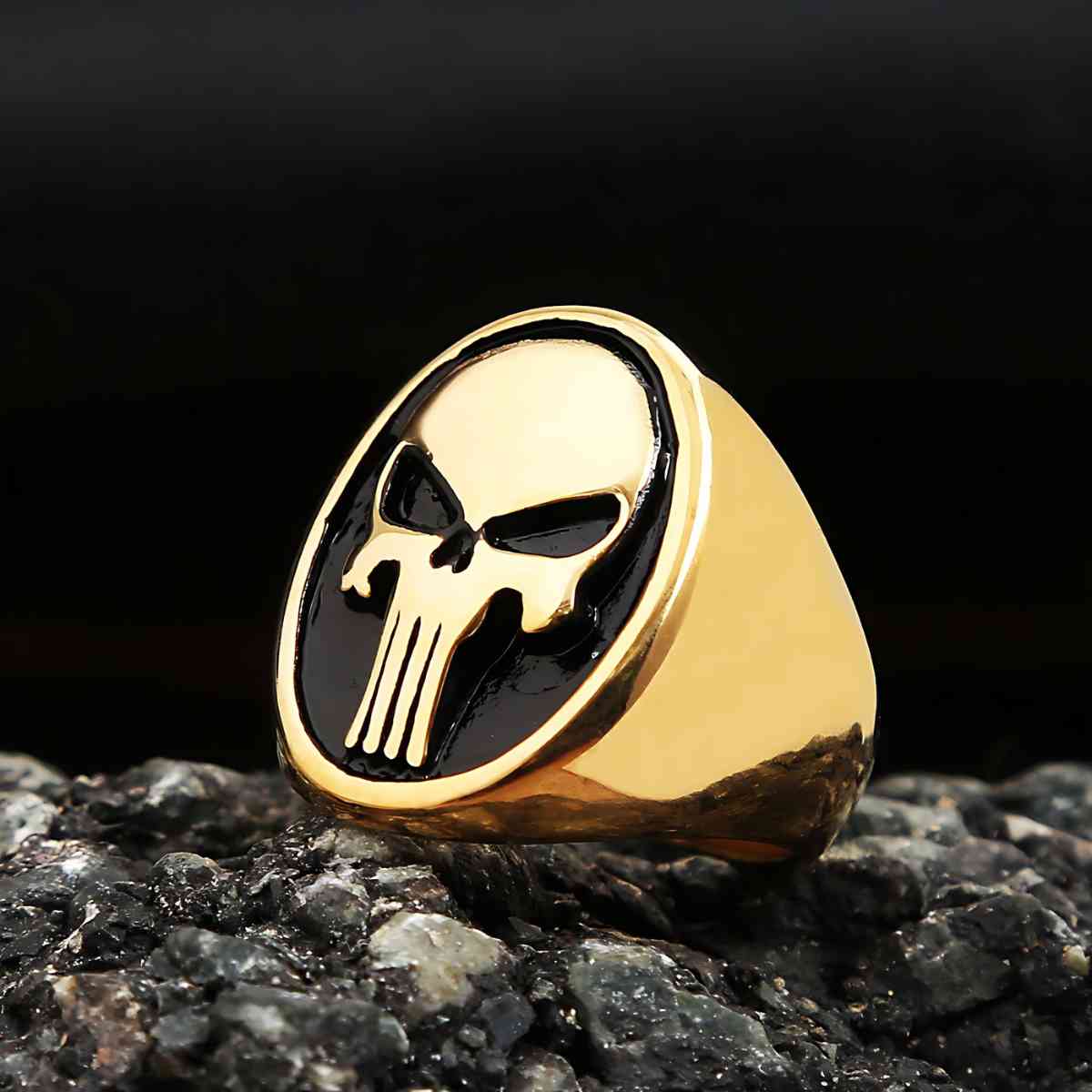 Punisher Ring Gold Stainless Steel