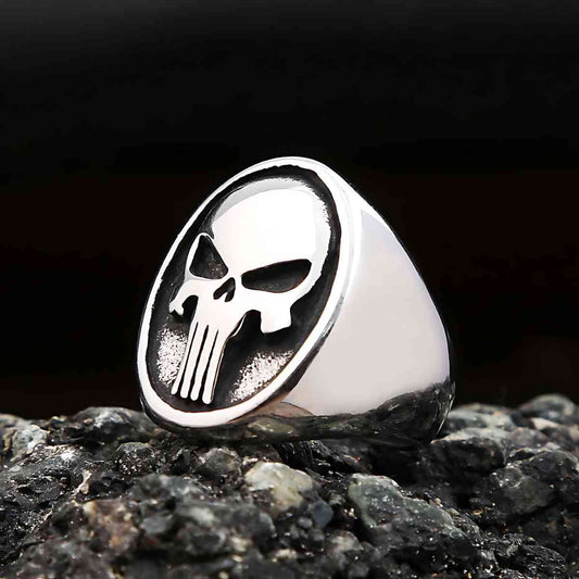 Punisher Ring Silver Stainless Steel