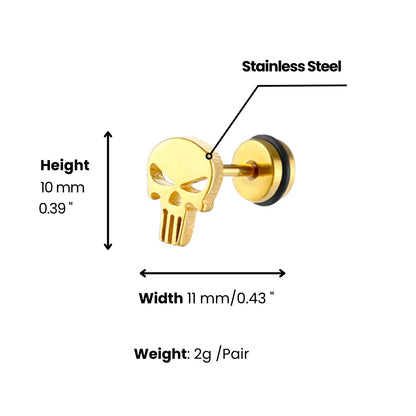 Punisher Stud Earrings Dimensions and Weight