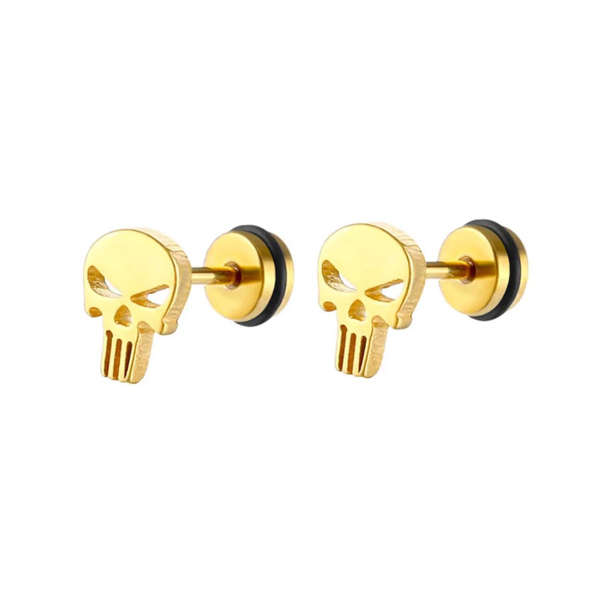 Punisher Stud Earrings Gold Details