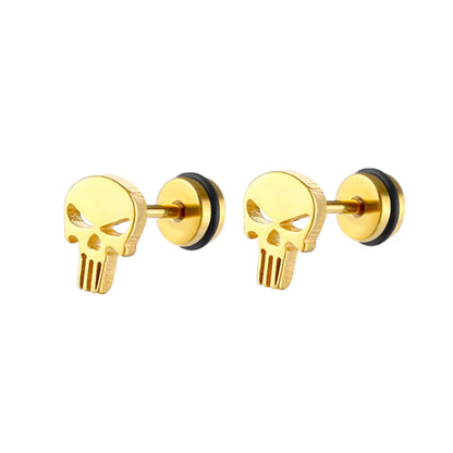 Punisher Stud Earrings Gold Details